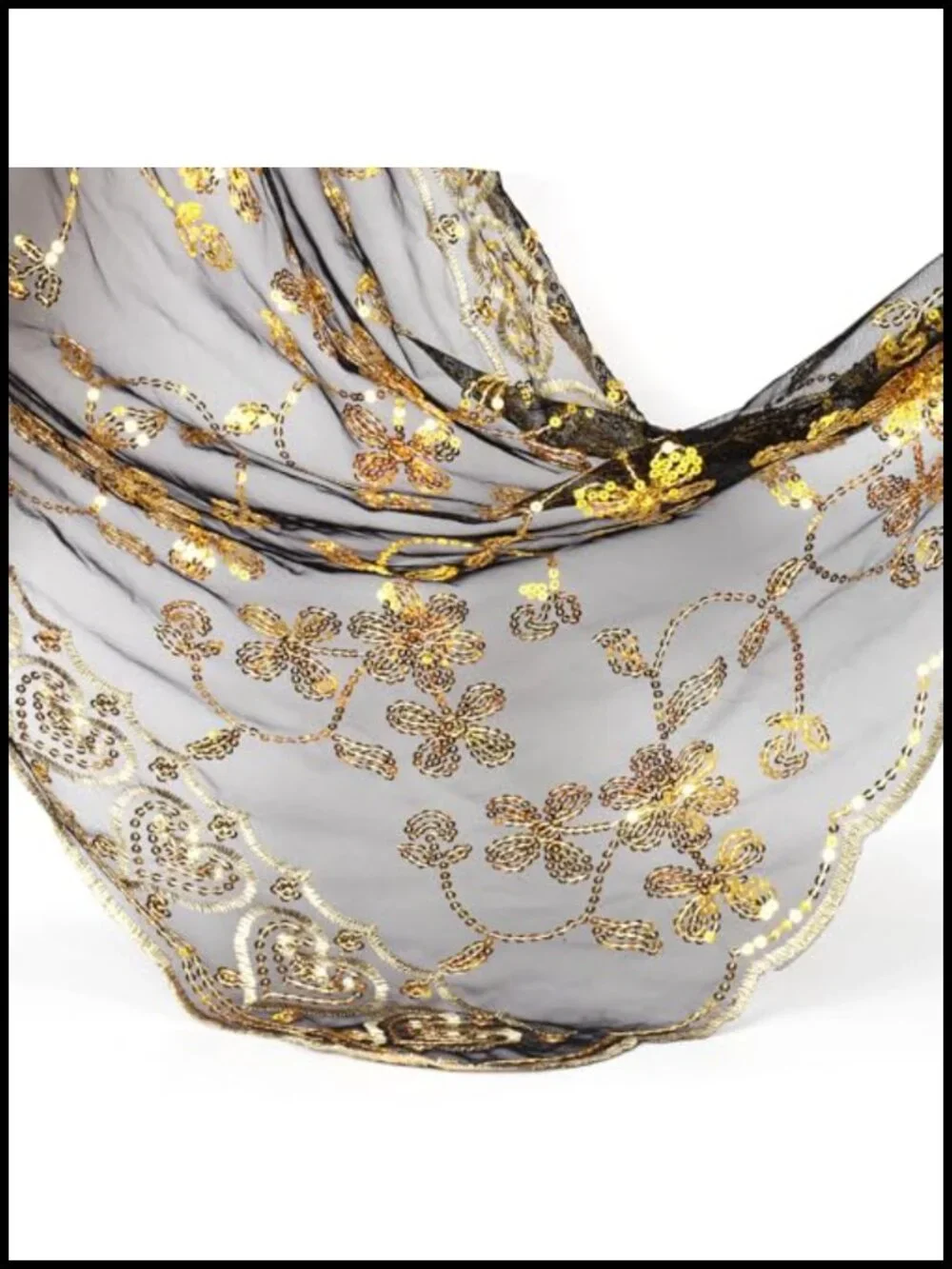 Sequin Floral Sheer Mesh Shawl Wrap for Evening Dresses Wedding Party